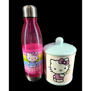 Hello Kitty Pink Stainless Steel Water Bottle & Ceramic Storage Jar